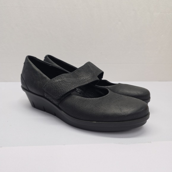Ecco Shoes - ECCO Felicia Black Leather Mary Jane Wedge Shoes 28604302001 Size 38 US 7-7.5